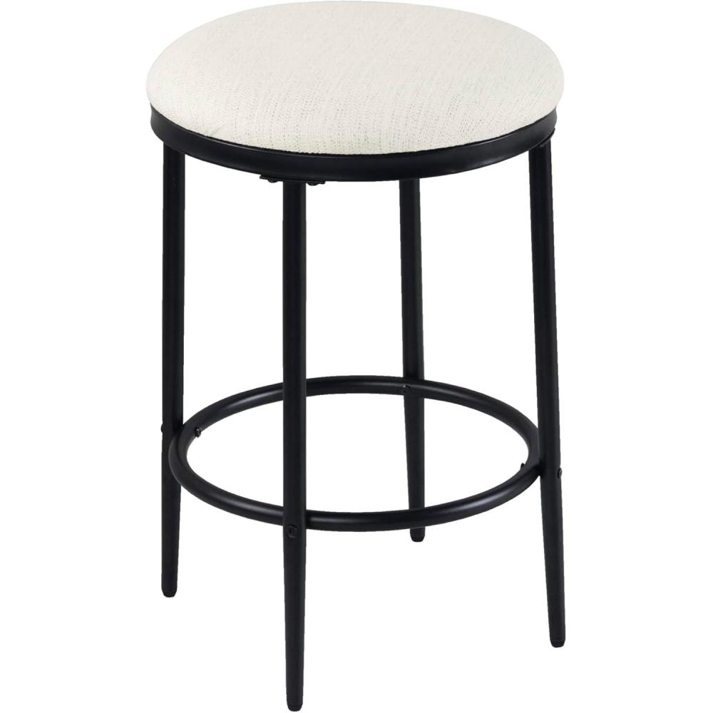imageHomePop Upholstered Metal Barstool Fabric Side Chairs for Dining Room Kitchen and Living Room Small Green Medallion Ikat PrintCream