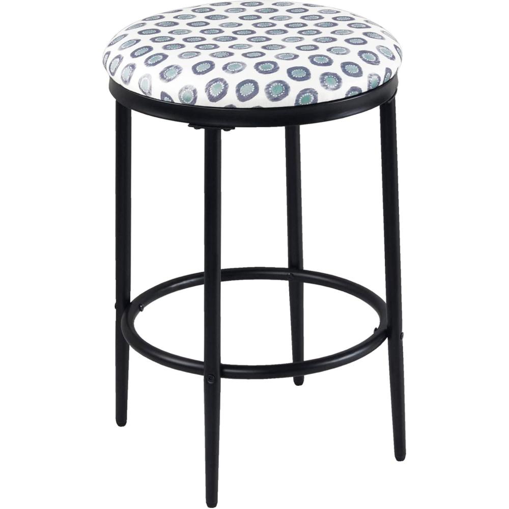 imageHomePop Upholstered Metal Barstool Fabric Side Chairs for Dining Room Kitchen and Living Room Small Green Medallion Ikat PrintMulti Green