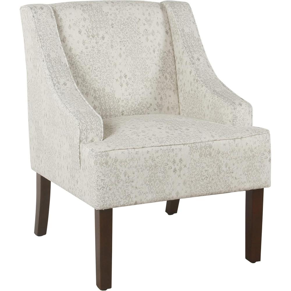 imageHomePop Velvet Swoop Arm Accent Chair Suri BlueCream and Gray Vintage Stencil