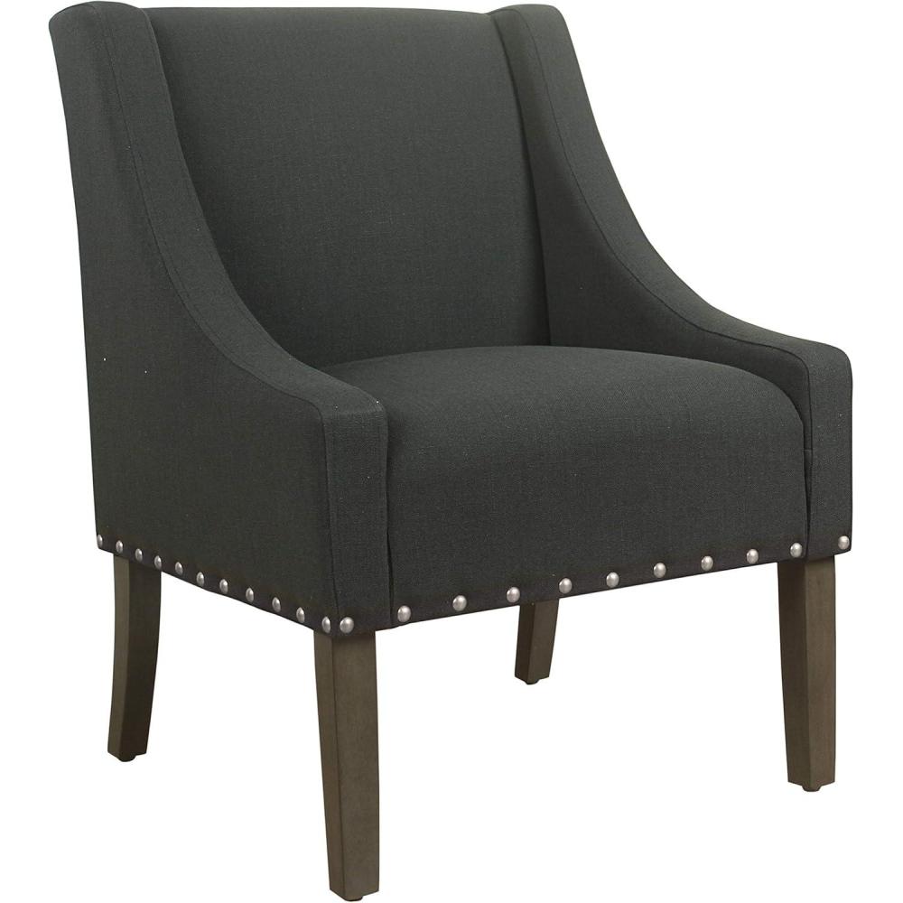 imageHomePop Velvet Swoop Arm Accent Chair Suri BlueDark Charcoal