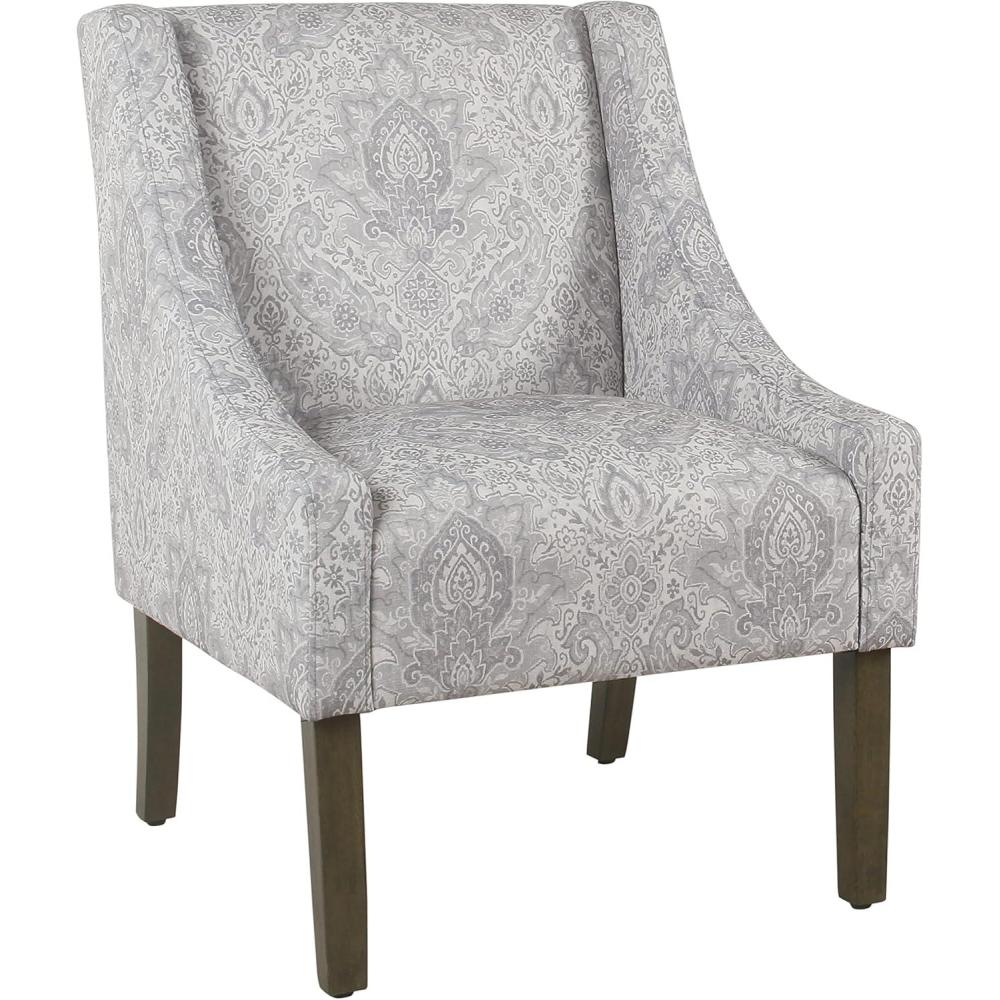 imageHomePop Velvet Swoop Arm Accent Chair Suri BlueGray Damask
