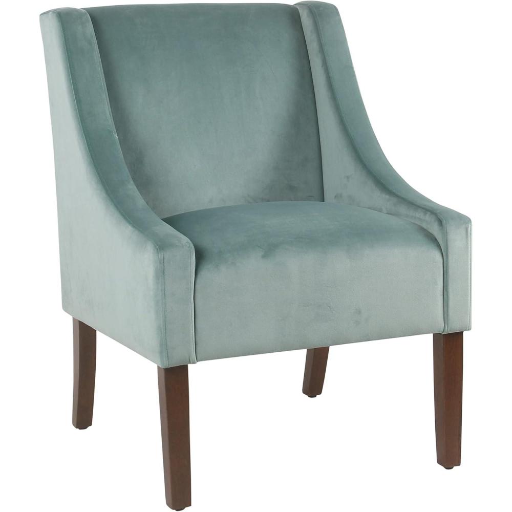 imageHomePop Velvet Swoop Arm Accent Chair Suri BlueLight Velvet Aqua
