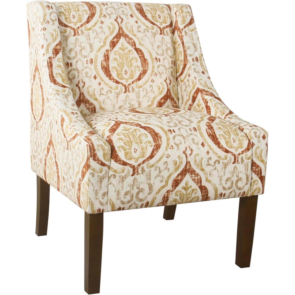 imageHomePop Velvet Swoop Arm Accent Chair Suri BlueOrange and Cream Medallion