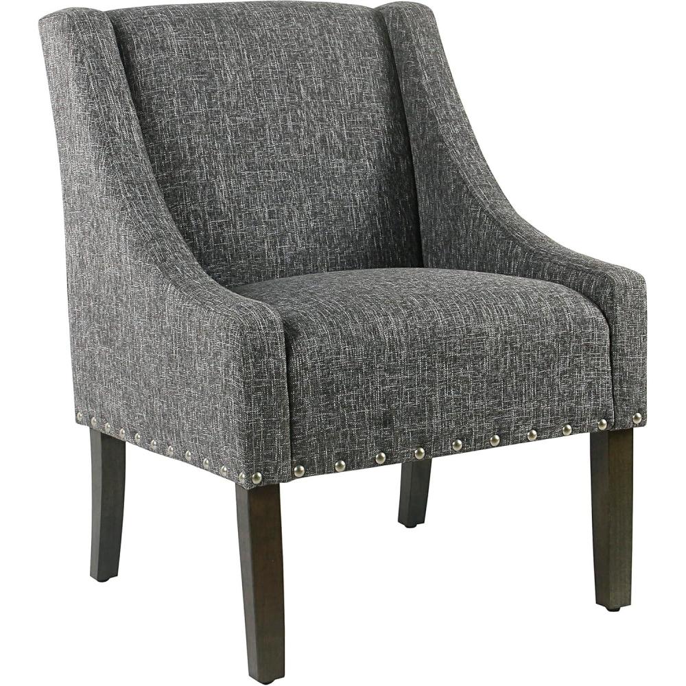imageHomePop Velvet Swoop Arm Accent Chair Suri BlueSlate Grey