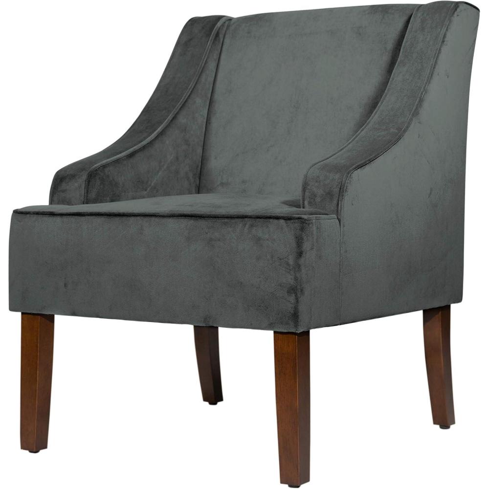 imageHomePop Velvet Swoop Arm LivingRoomChairs Textured Grey