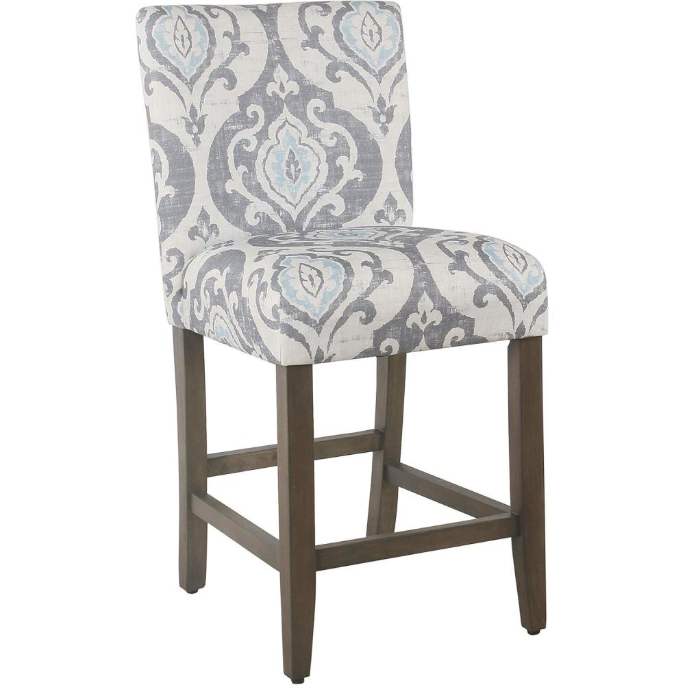 imageHomepop Home Decor  Classic Counter Height Bar Stools  24 Inch Bar Stools  Decorative Home Furniture Cream Mini Grid PatternSuri Bluesingle Pack