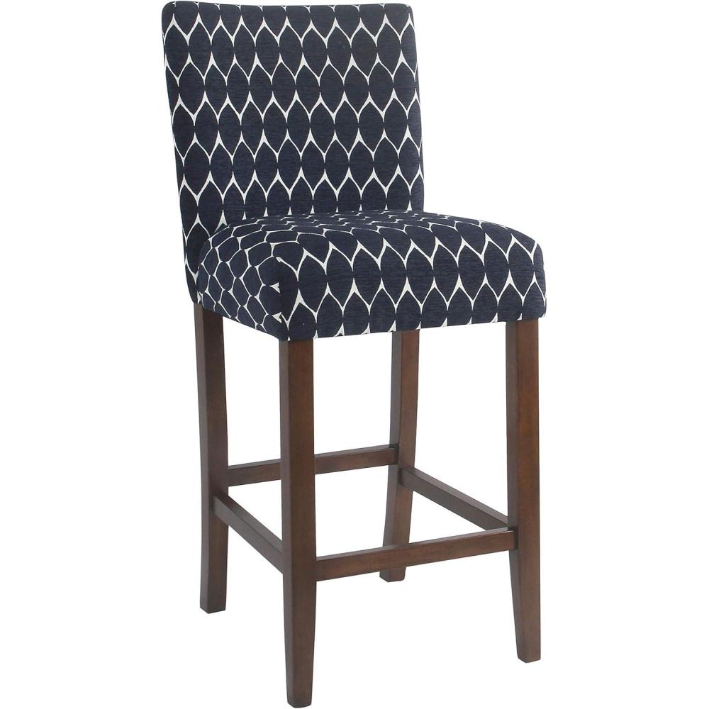 imageHomepop Home Decor Classic Counter Height Bar Stools 24 Inch Bar Stools Decorative Home Furniture Cream Mini Grid PatternTextured Navy