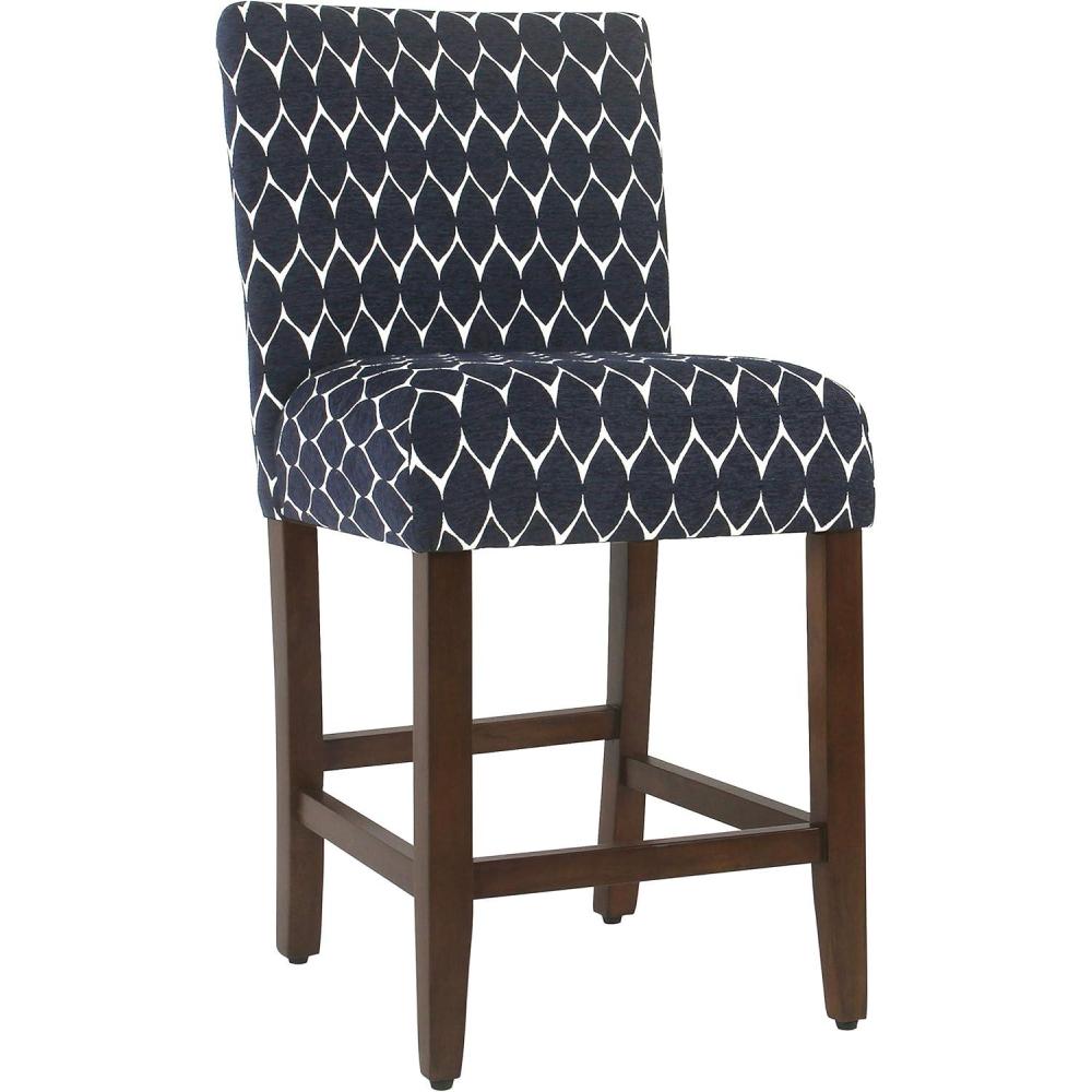 imageHomepop Home Decor  Classic Counter Height Bar Stools  24 Inch Bar Stools  Decorative Home Furniture Cream Mini Grid PatternTextured Navysingle Pack