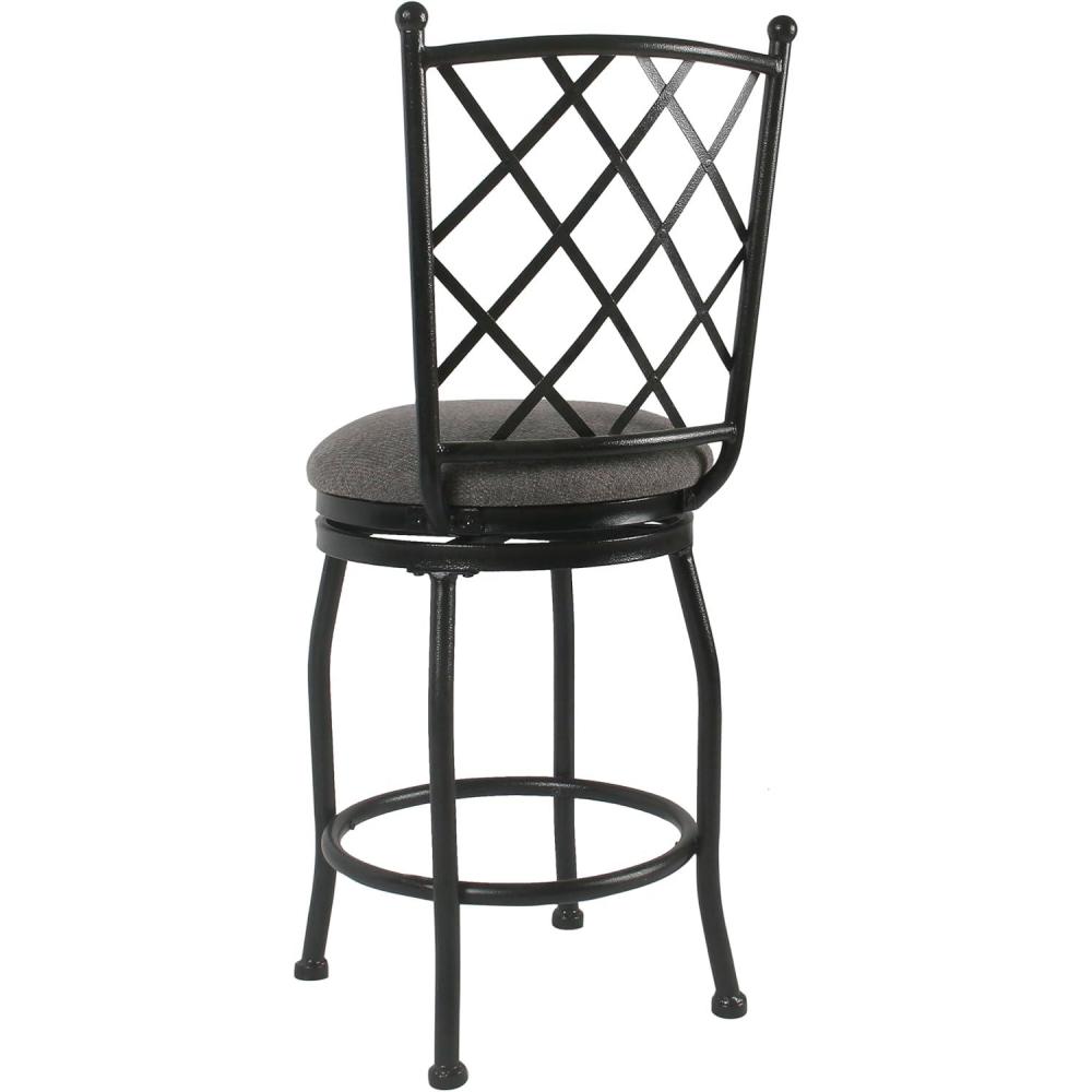 imageHomepop Home Decor Metal Counter Height Bar Stools 24 Bar Stools with Back Decorative Home Furniture Gray WovenGray Woven