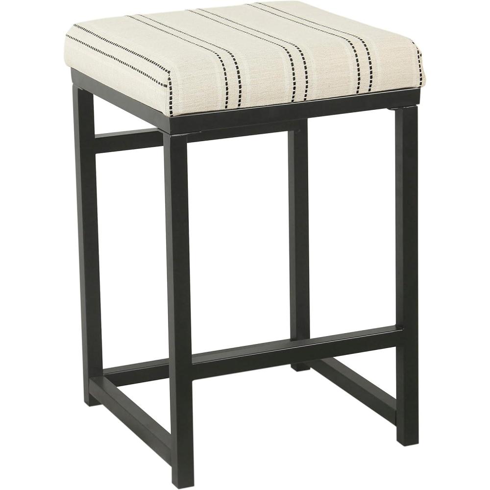 imageHomepop Home Decor  Modern 24Inch Counter Stool  Backless Metal Frame Bar Stools Counter Height  Decorative Home Furniture Brown K765124F1552Black and White