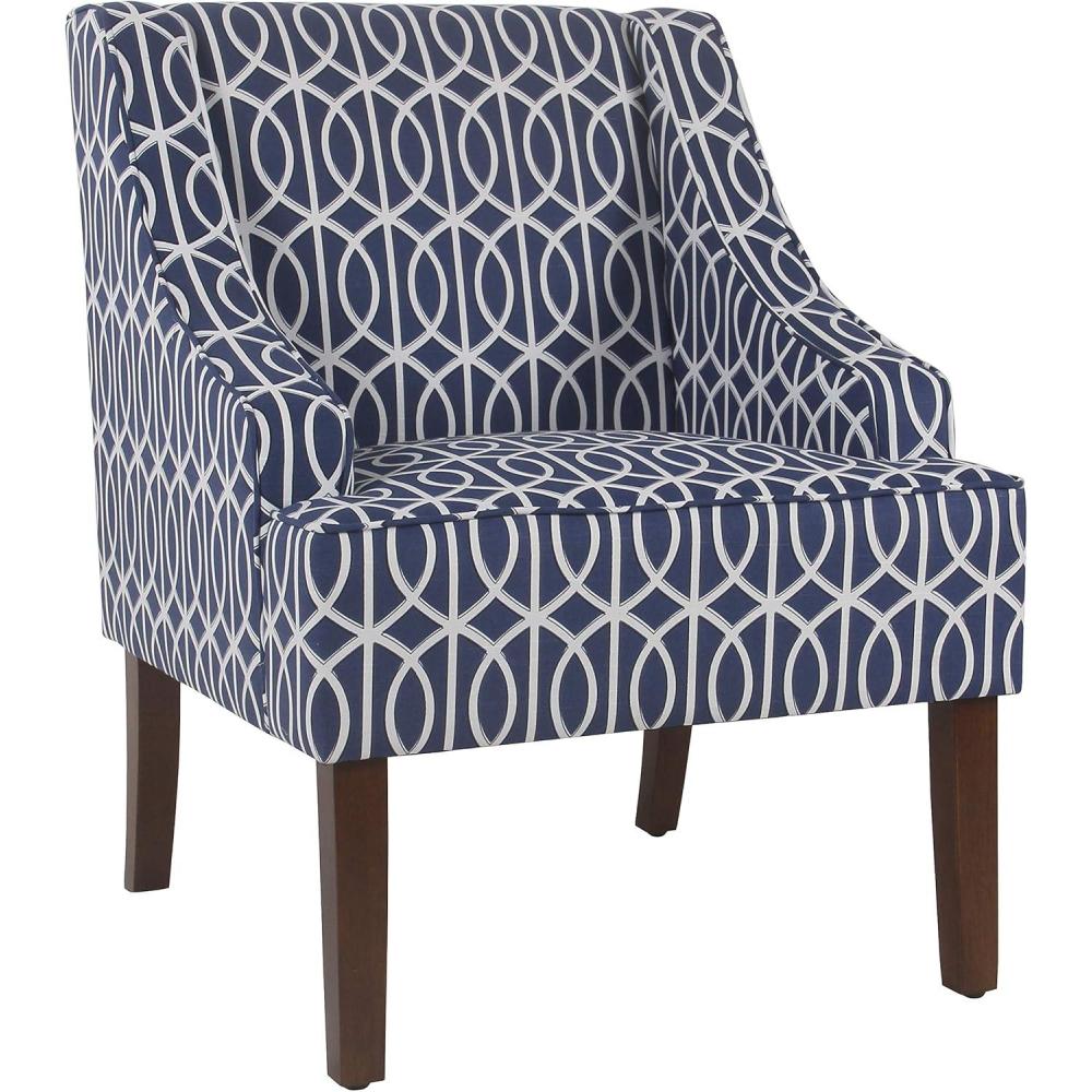 imageHomepop Home Decor Upholstered Classic Swoop Arm Accent Chair Accent Chairs for Living Room amp Bedroom Decorative Home Furniture Blue TrellisBlue Trellis