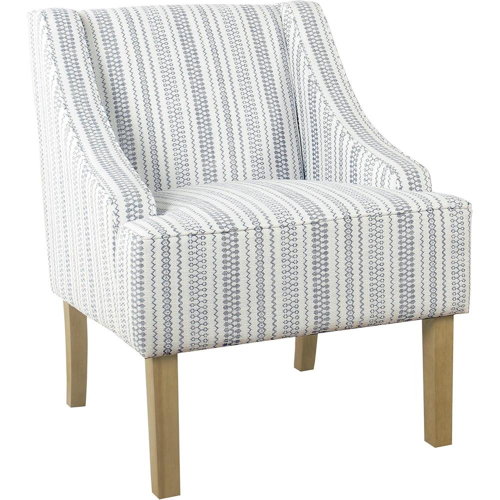 imageHomepop Home Decor Upholstered Classic Swoop Arm Accent Chair Accent Chairs for Living Room amp Bedroom Decorative Home Furniture Blue TrellisBlue and White Farmhouse Stripe