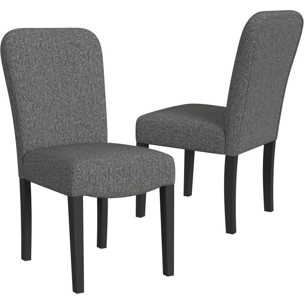 imageHomepop Scalloped Detail Dining ChairUpholstered Parsons Dining Chairs Decorative Home Furniture Cream Textured Woven Set of 2Black Woven Set of 2