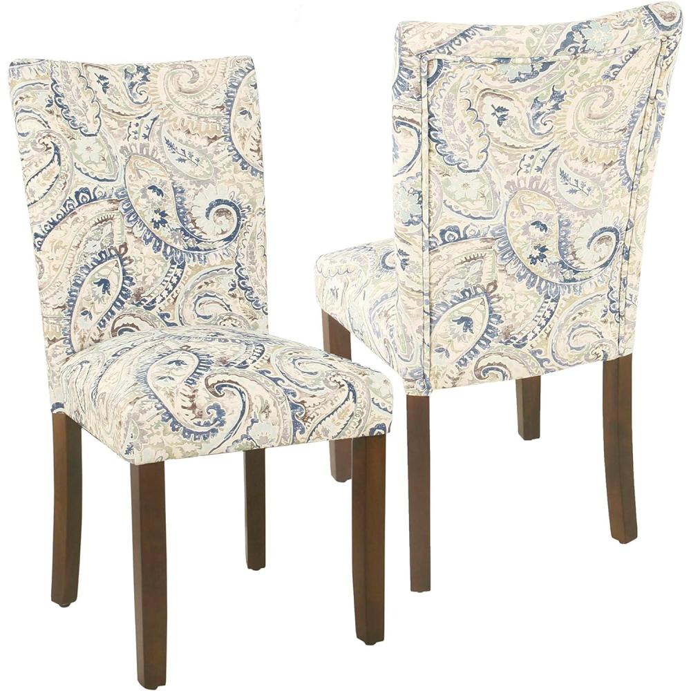 imageHomepop Scalloped Detail Dining ChairUpholstered Parsons Dining Chairs Decorative Home Furniture Cream Textured Woven Set of 2Blue Velvet