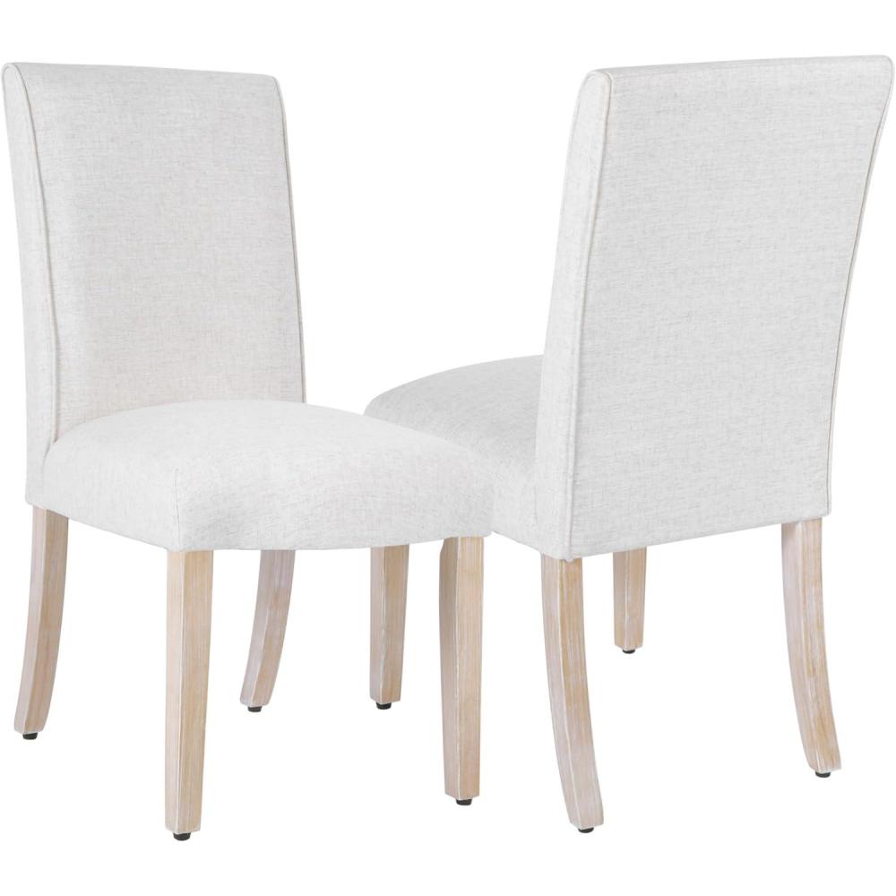 imageHomepop Scalloped Detail Dining ChairUpholstered Parsons Dining Chairs Decorative Home Furniture Cream Textured Woven Set of 2Cream Textured Wovenset of 2