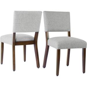 HomePop Open Back Dining Chair | Upholstered Dining Chairs | Dining Chairs Set of 2 with Nailhead Trim | Decorative Home Furniture, Gray Woven(Gray Woven)
