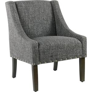 HomePop Velvet Swoop Arm Accent Chair, Suri Blue(Slate Grey)