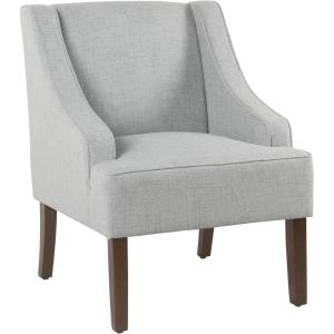HomePop Velvet Swoop Arm Accent Chair, Suri Blue(Soft Dove Gray)