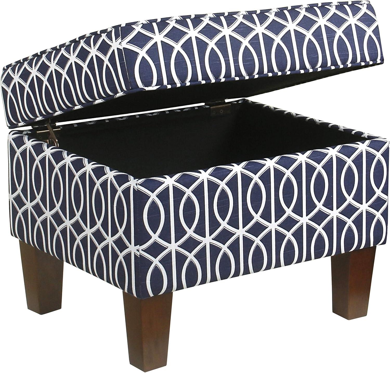 imageHomePop Dinah 24 Storage Ottoman Light Sage Green VelvetBlue Trellis
