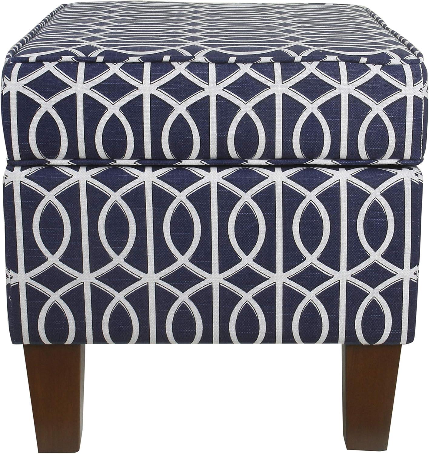imageHomePop Dinah 24 Storage Ottoman Light Sage Green VelvetBlue Trellis