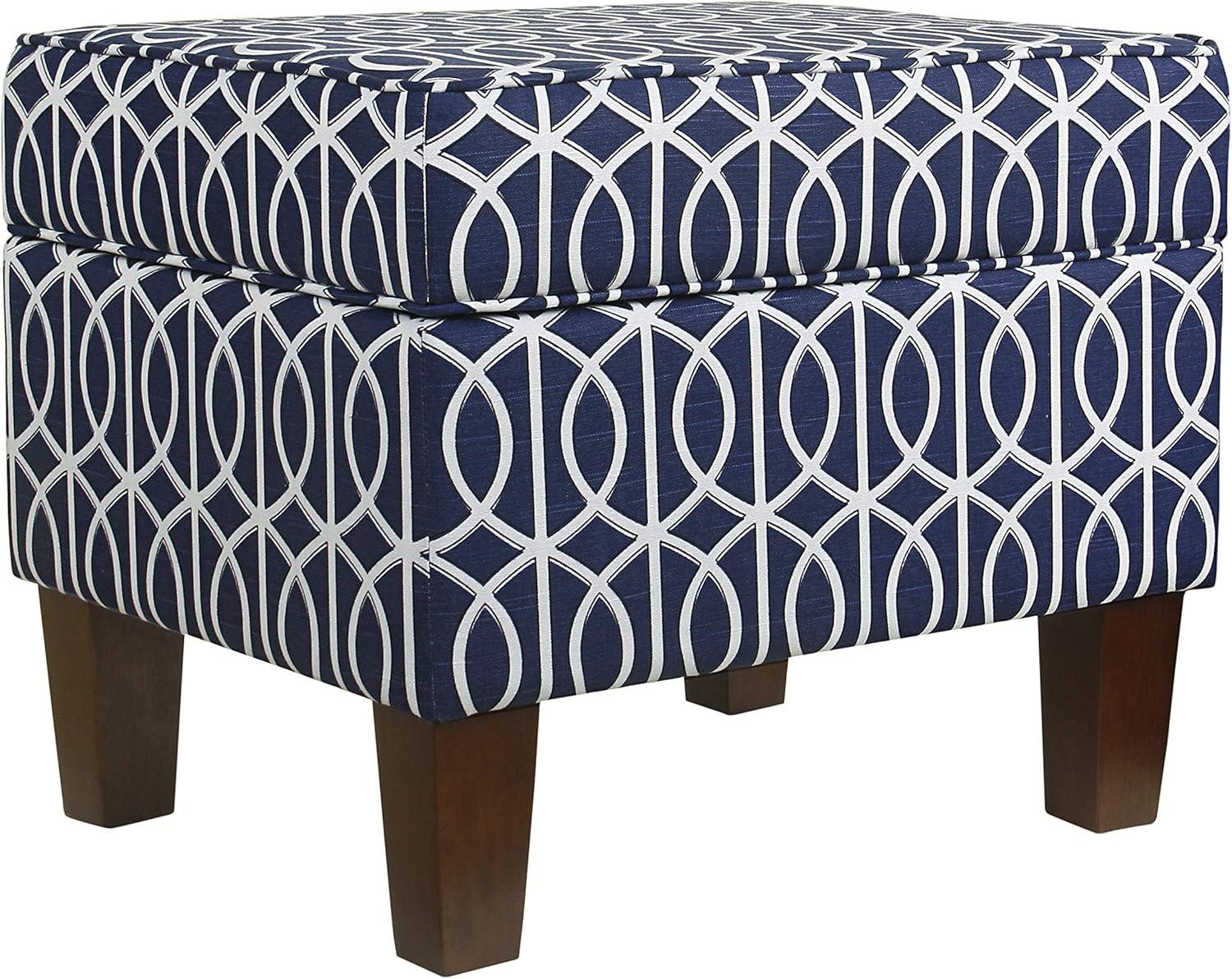 imageHomePop Dinah 24 Storage Ottoman Light Sage Green VelvetBlue Trellis