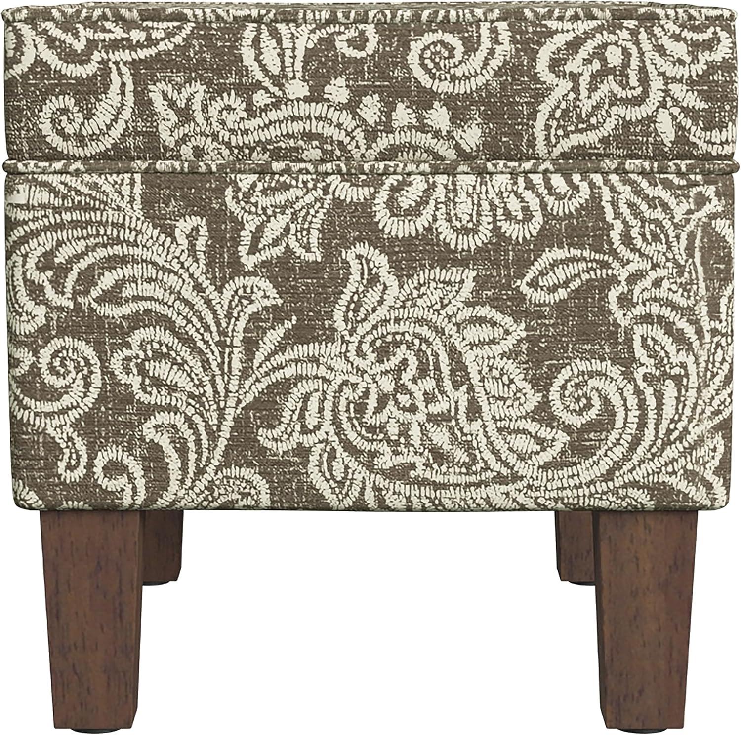 imageHomePop Dinah 24 Storage Ottoman Light Sage Green VelvetBrown Jacobean Print