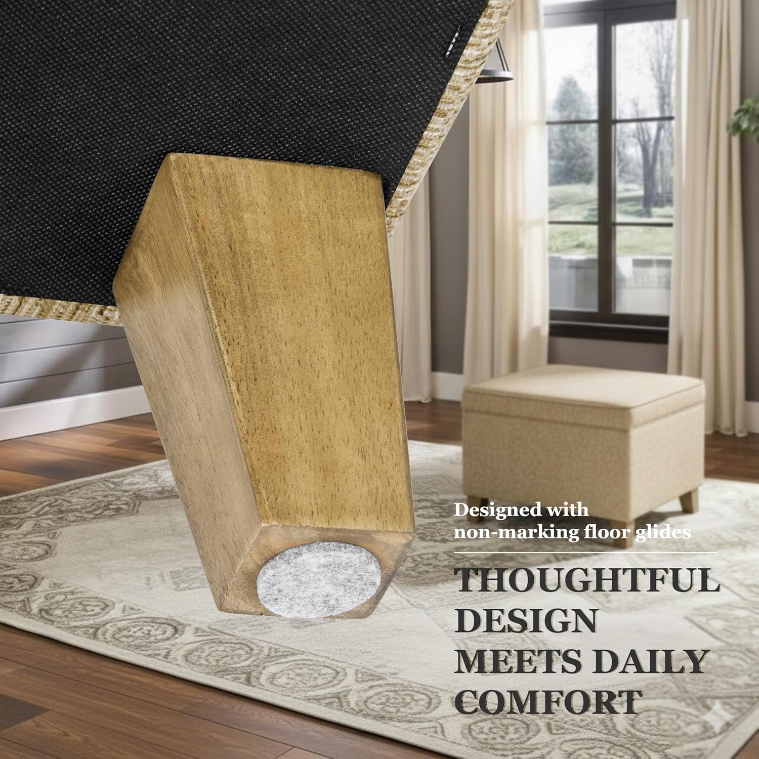 imageHomePop Dinah 24 Storage Ottoman Light Sage Green VelvetCream Woven