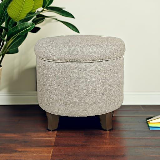 imageHomePop Home Decor Upholstered Round Velvet Tufted Foot Rest Ottoman Ottoman with Storage for Living Room amp Bedroom Decorative Home Furniture Indigo SmallLight Brown