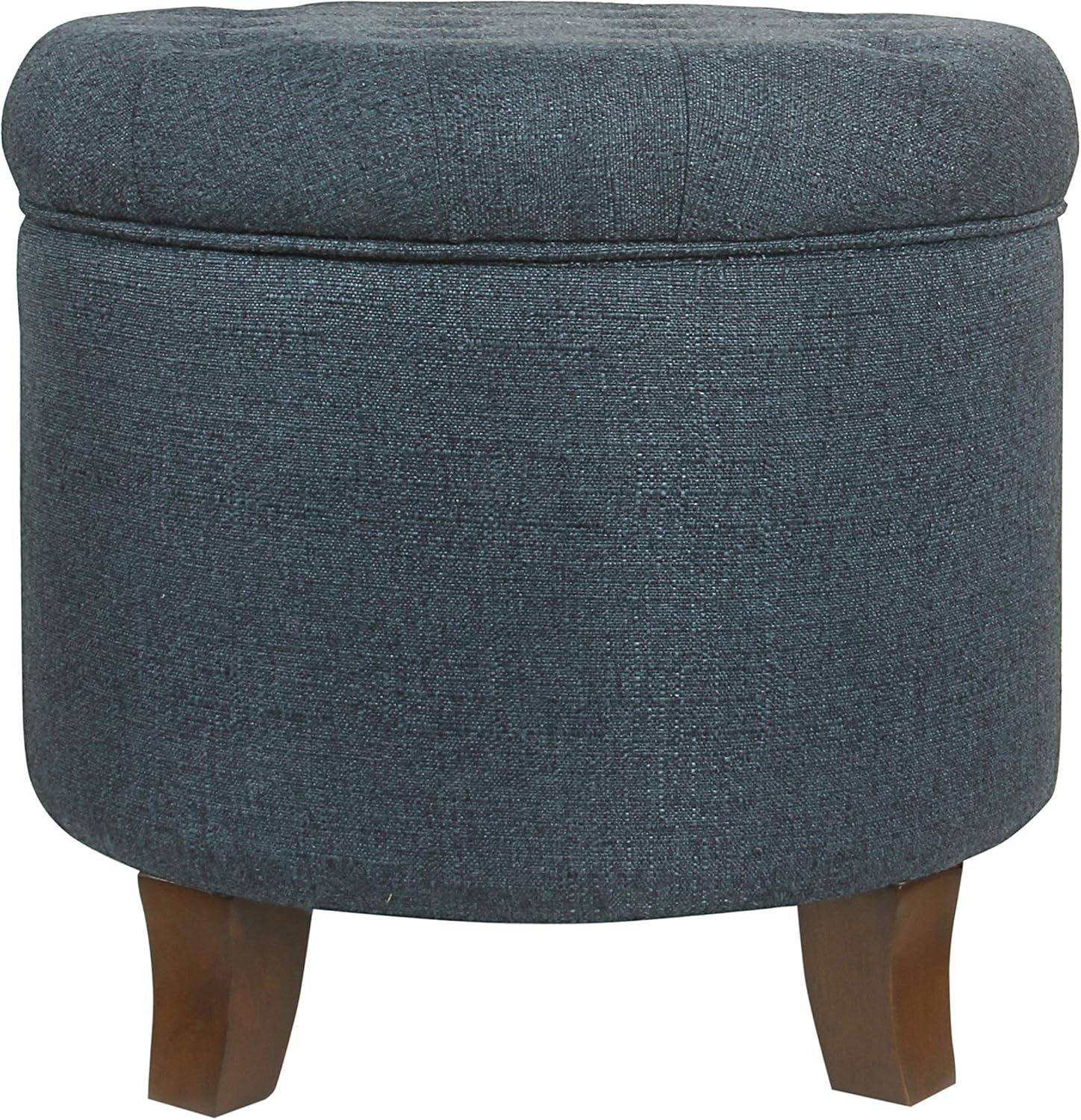 imageHomePop Home Decor Upholstered Round Velvet Tufted Foot Rest Ottoman Ottoman with Storage for Living Room amp Bedroom Decorative Home Furniture Indigo SmallIndigo