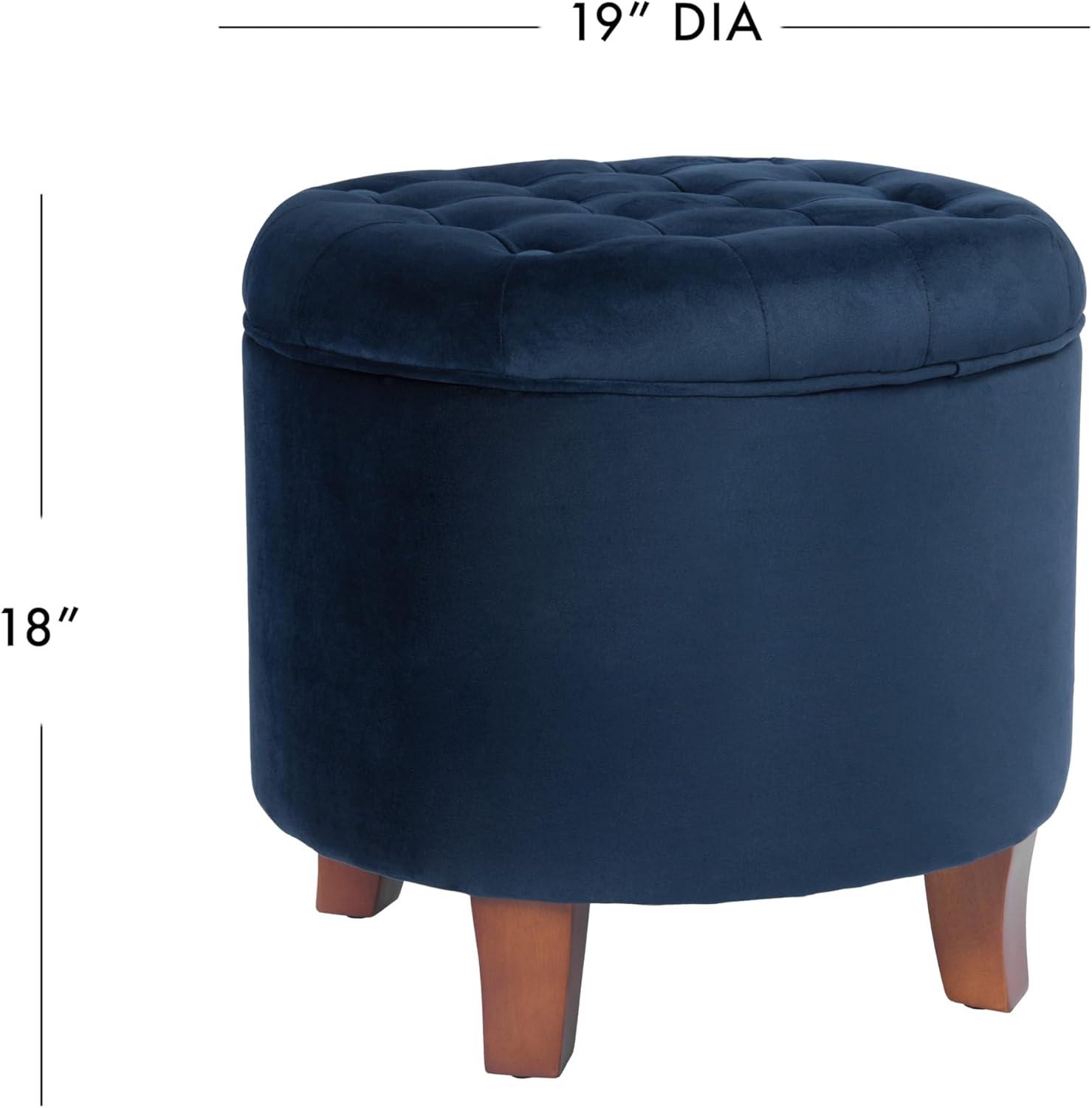 imageHomePop Home Decor Upholstered Round Velvet Tufted Foot Rest Ottoman Ottoman with Storage for Living Room amp Bedroom Decorative Home Furniture Indigo SmallNavy