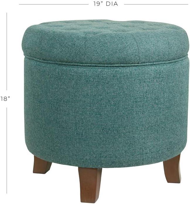 imageHomePop Home Decor Upholstered Round Velvet Tufted Foot Rest Ottoman Ottoman with Storage for Living Room amp Bedroom Decorative Home Furniture Indigo SmallTeal Woven