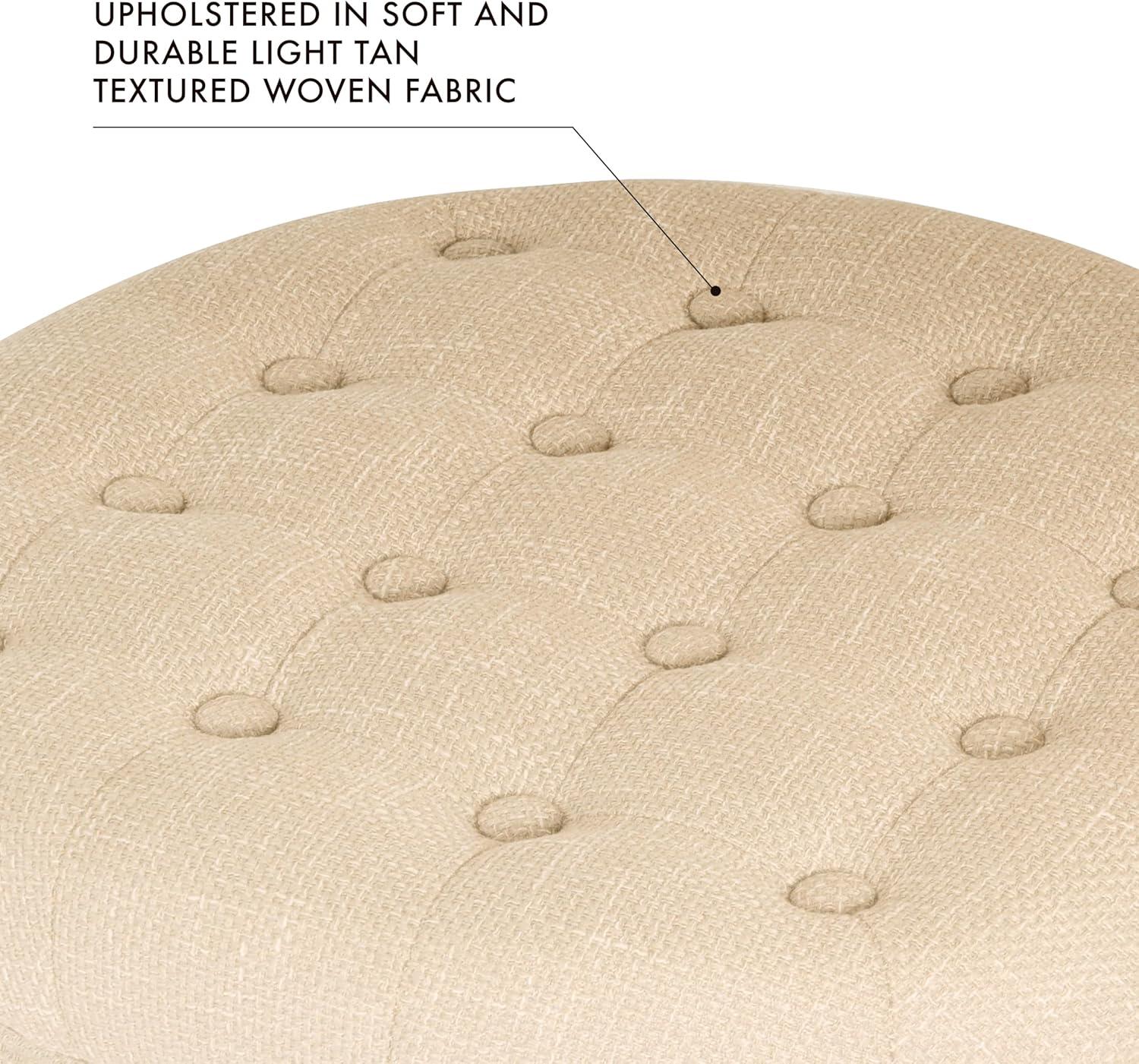 imageHomePop Home Decor Upholstered Round Velvet Tufted Foot Rest Ottoman Ottoman with Storage for Living Room amp Bedroom Decorative Home Furniture Indigo SmallLight Tan Textured Solid