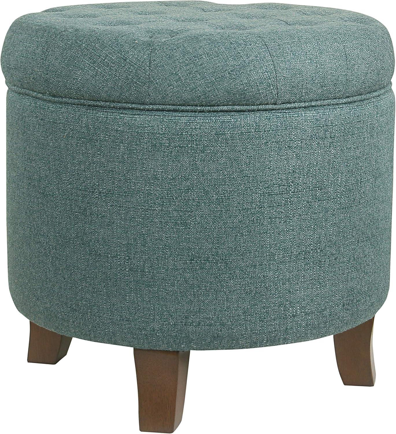 imageHomePop Home Decor Upholstered Round Velvet Tufted Foot Rest Ottoman Ottoman with Storage for Living Room amp Bedroom Decorative Home Furniture Indigo SmallTeal Woven