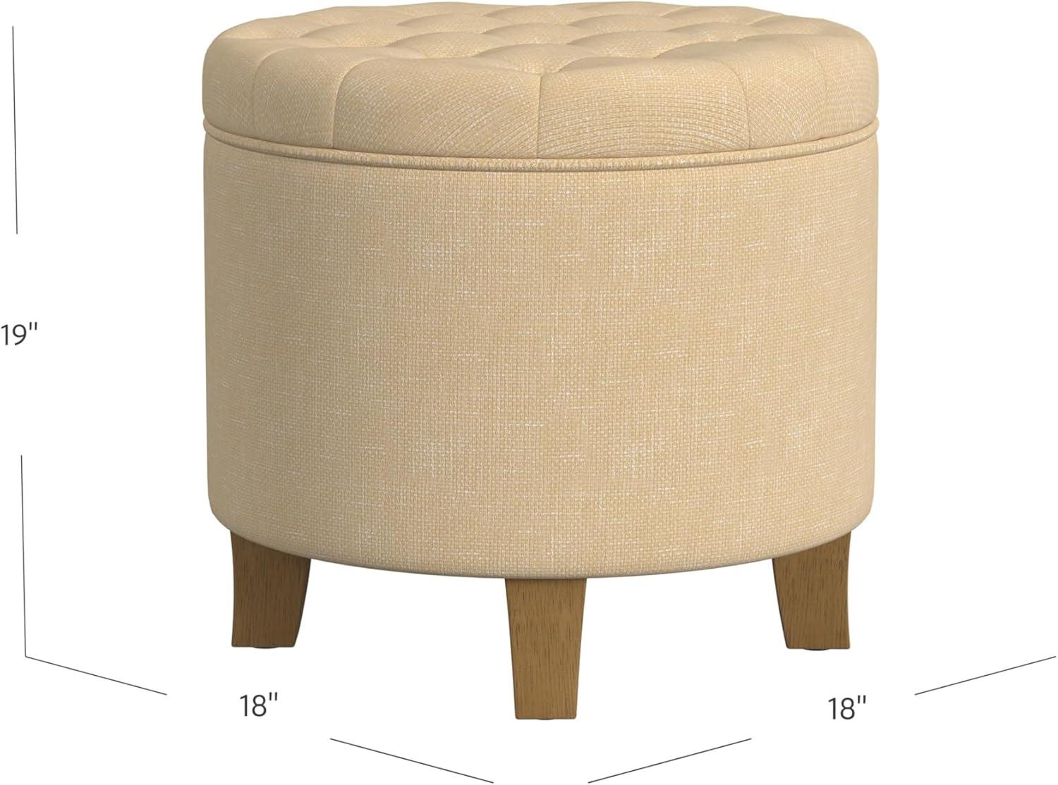 imageHomePop Home Decor Upholstered Round Velvet Tufted Foot Rest Ottoman Ottoman with Storage for Living Room amp Bedroom Decorative Home Furniture Indigo SmallLight Tan Textured Solid