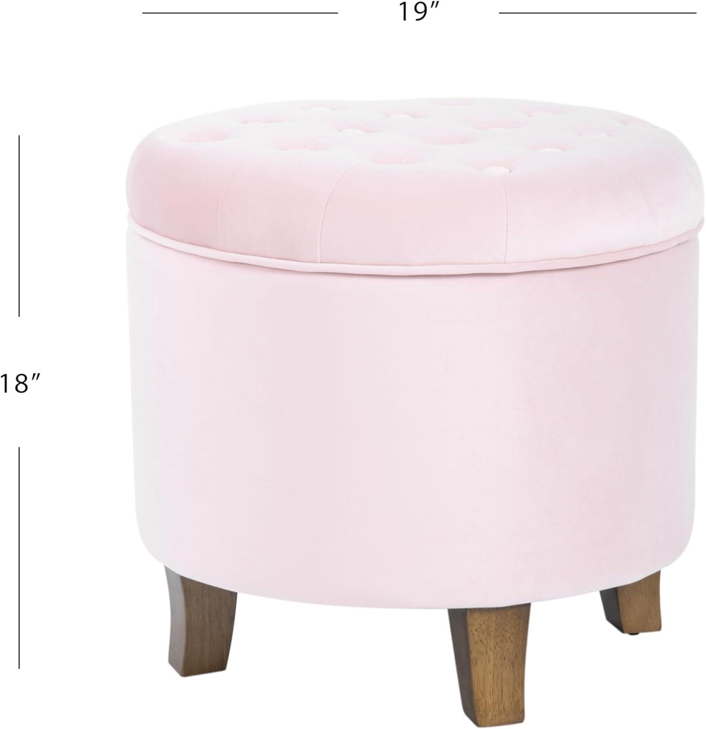 imageHomePop Home Decor Upholstered Round Velvet Tufted Foot Rest Ottoman Ottoman with Storage for Living Room amp Bedroom Decorative Home Furniture Indigo SmallPink Blush