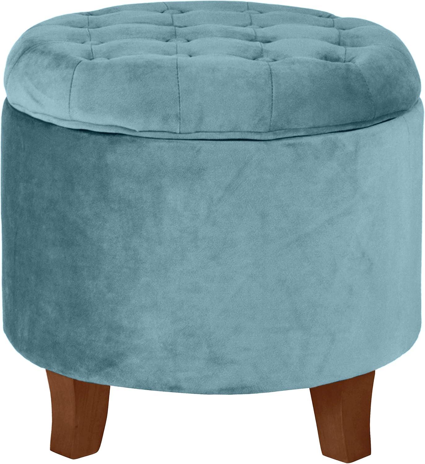 imageHomePop Home Decor Upholstered Round Velvet Tufted Foot Rest Ottoman Ottoman with Storage for Living Room amp Bedroom Decorative Home Furniture Indigo SmallTeal
