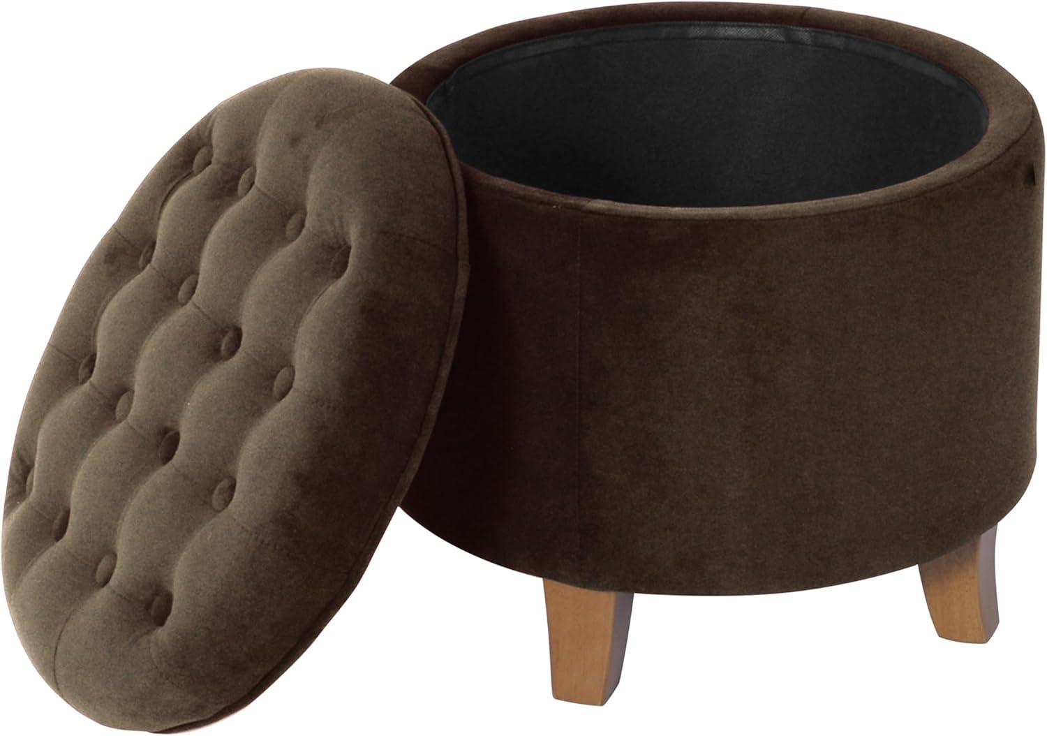 imageHomePop Home Decor Upholstered Round Velvet Tufted Foot Rest Ottoman Ottoman with Storage for Living Room amp Bedroom Decorative Home Furniture Indigo SmallBrown Velvet
