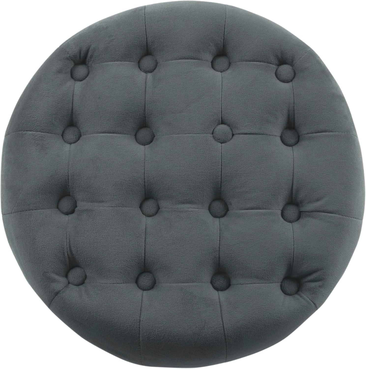 imageHomePop Home Decor Upholstered Round Velvet Tufted Foot Rest Ottoman Ottoman with Storage for Living Room amp Bedroom Decorative Home Furniture Indigo SmallDark Gray