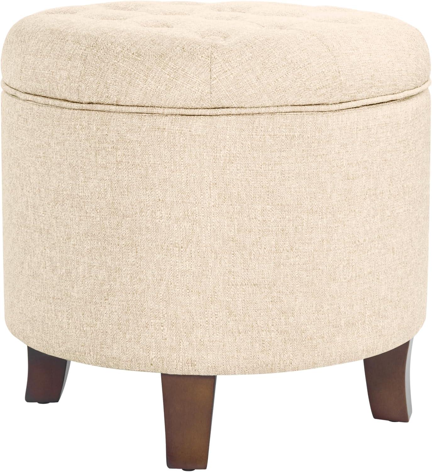 imageHomePop Home Decor Upholstered Round Velvet Tufted Foot Rest Ottoman Ottoman with Storage for Living Room amp Bedroom Decorative Home Furniture Indigo SmallLight Brown