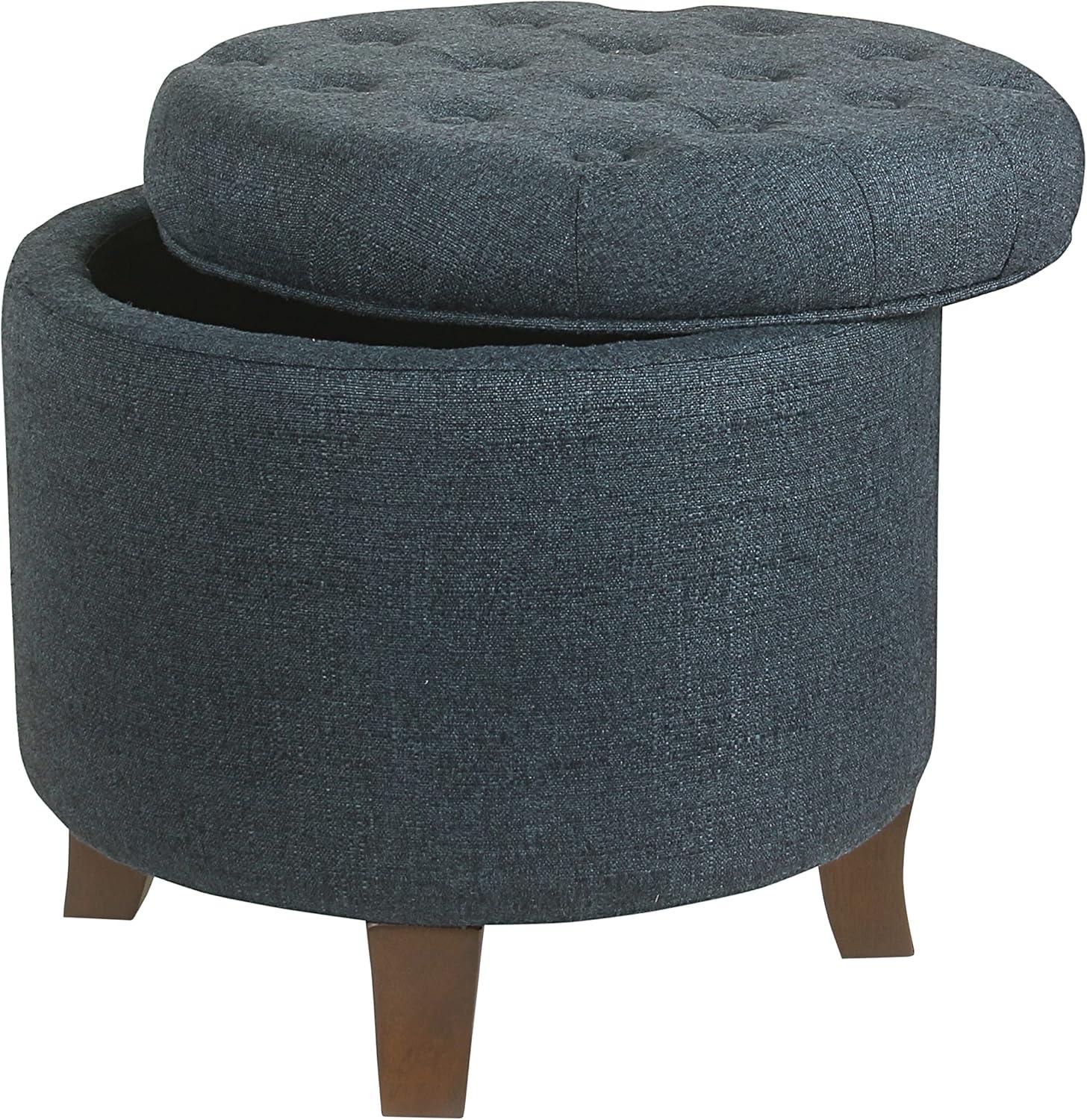 imageHomePop Home Decor Upholstered Round Velvet Tufted Foot Rest Ottoman Ottoman with Storage for Living Room amp Bedroom Decorative Home Furniture Indigo SmallIndigo