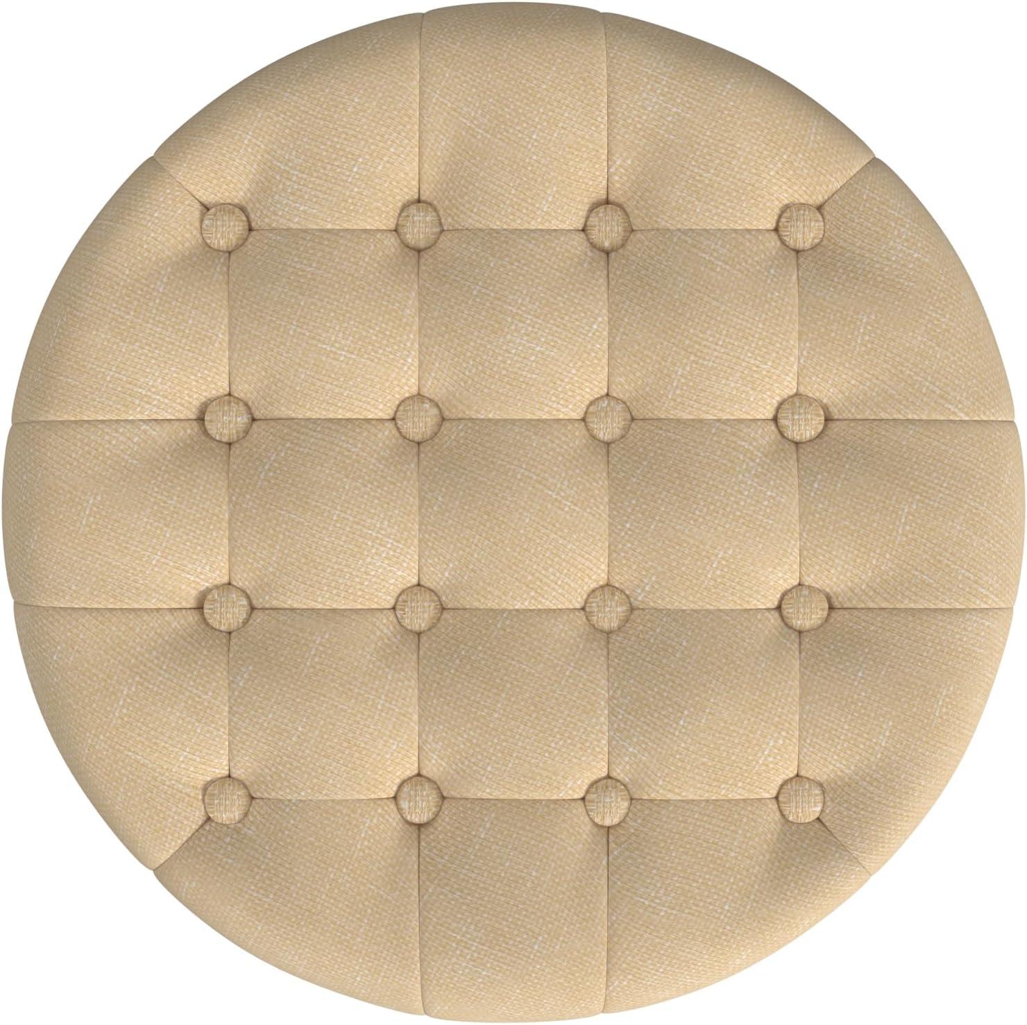 imageHomePop Home Decor Upholstered Round Velvet Tufted Foot Rest Ottoman Ottoman with Storage for Living Room amp Bedroom Decorative Home Furniture Indigo SmallLight Tan Textured Solid