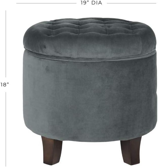 imageHomePop Home Decor Upholstered Round Velvet Tufted Foot Rest Ottoman Ottoman with Storage for Living Room amp Bedroom Decorative Home Furniture Indigo SmallDark Gray
