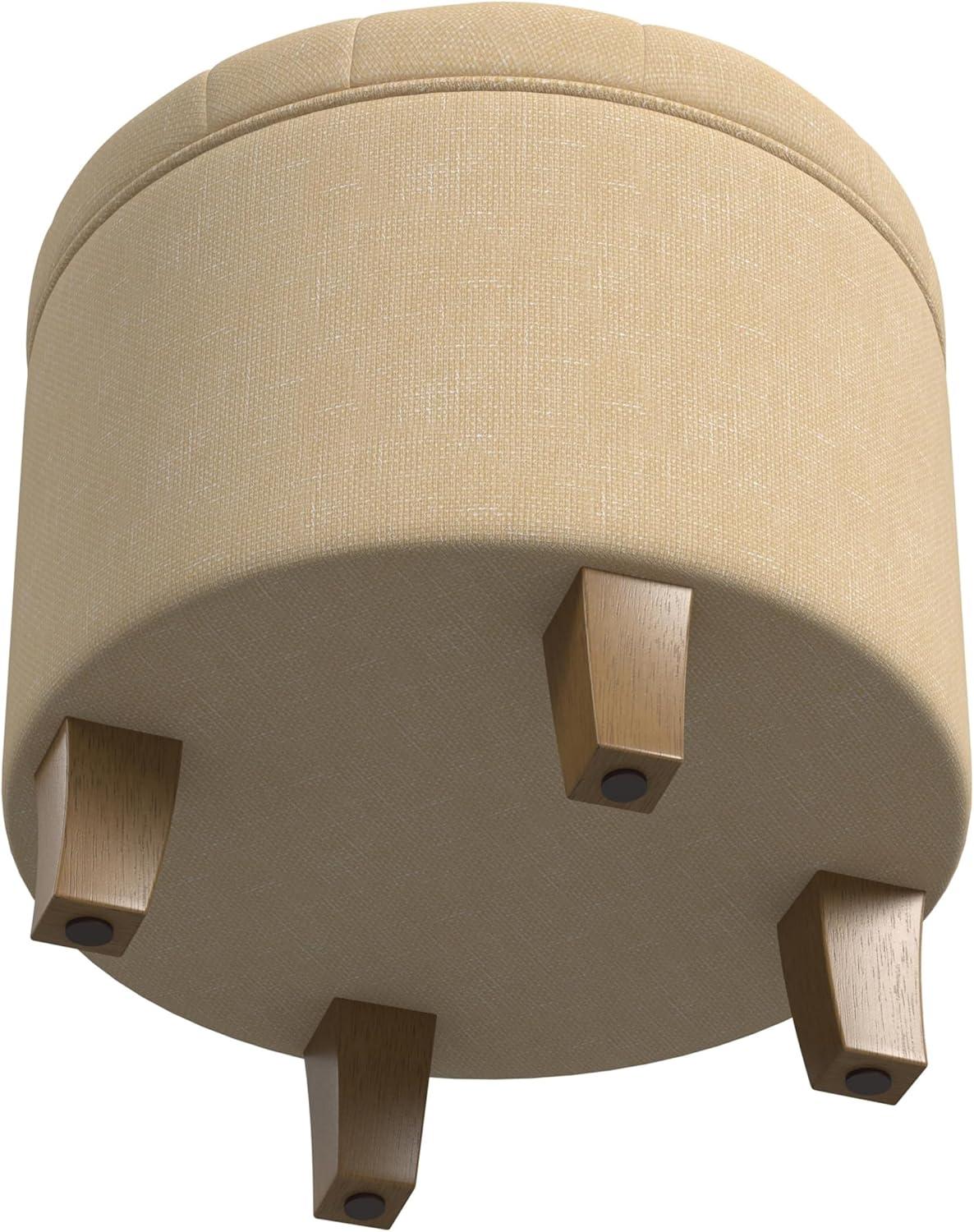 imageHomePop Home Decor Upholstered Round Velvet Tufted Foot Rest Ottoman Ottoman with Storage for Living Room amp Bedroom Decorative Home Furniture Indigo SmallLight Tan Textured Solid