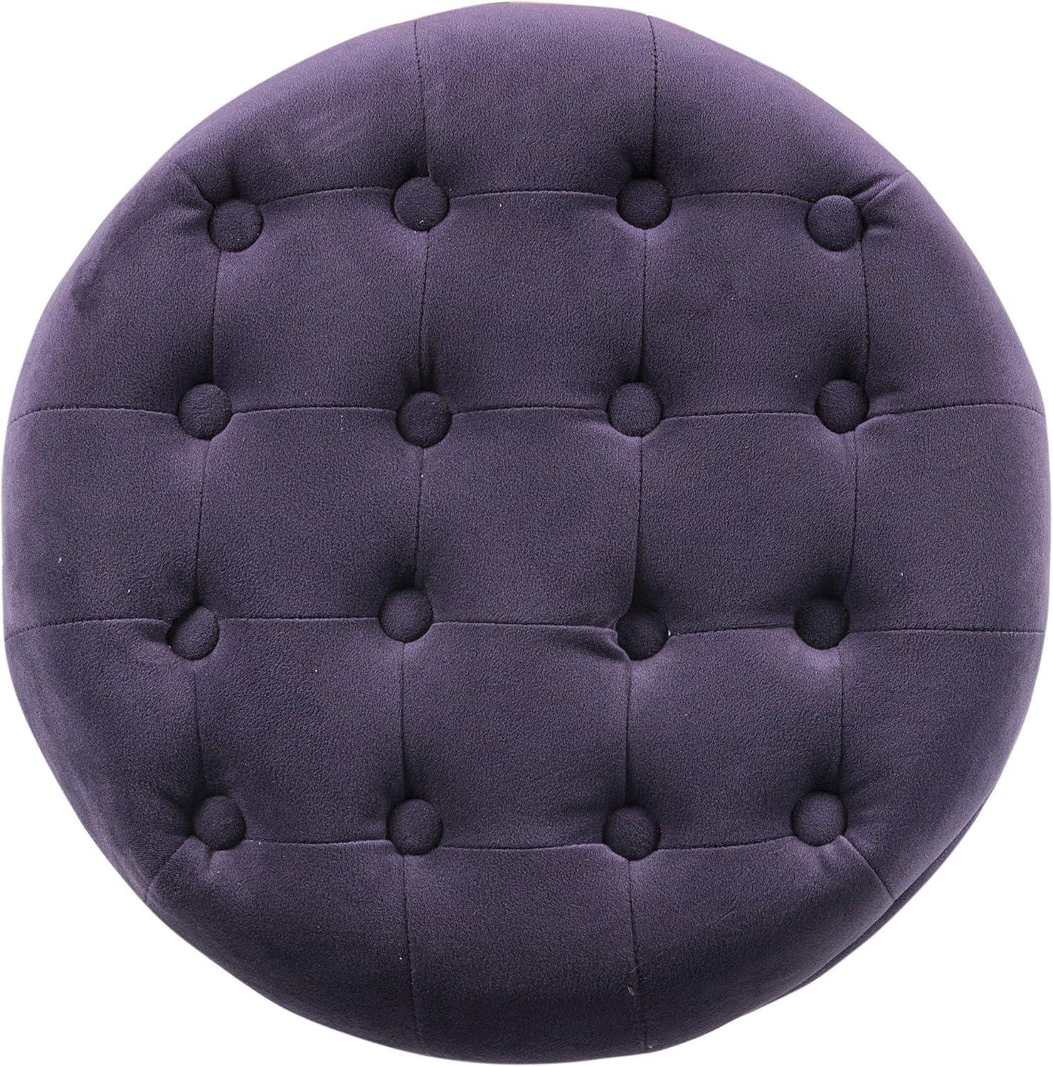 imageHomePop Home Decor Upholstered Round Velvet Tufted Foot Rest Ottoman Ottoman with Storage for Living Room amp Bedroom Decorative Home Furniture Indigo SmallPurple