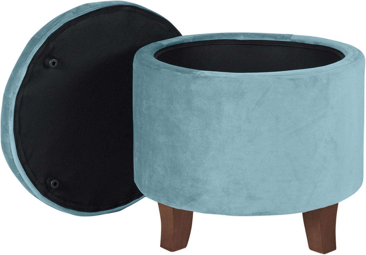 imageHomePop Home Decor Upholstered Round Velvet Tufted Foot Rest Ottoman Ottoman with Storage for Living Room amp Bedroom Decorative Home Furniture Indigo SmallTeal