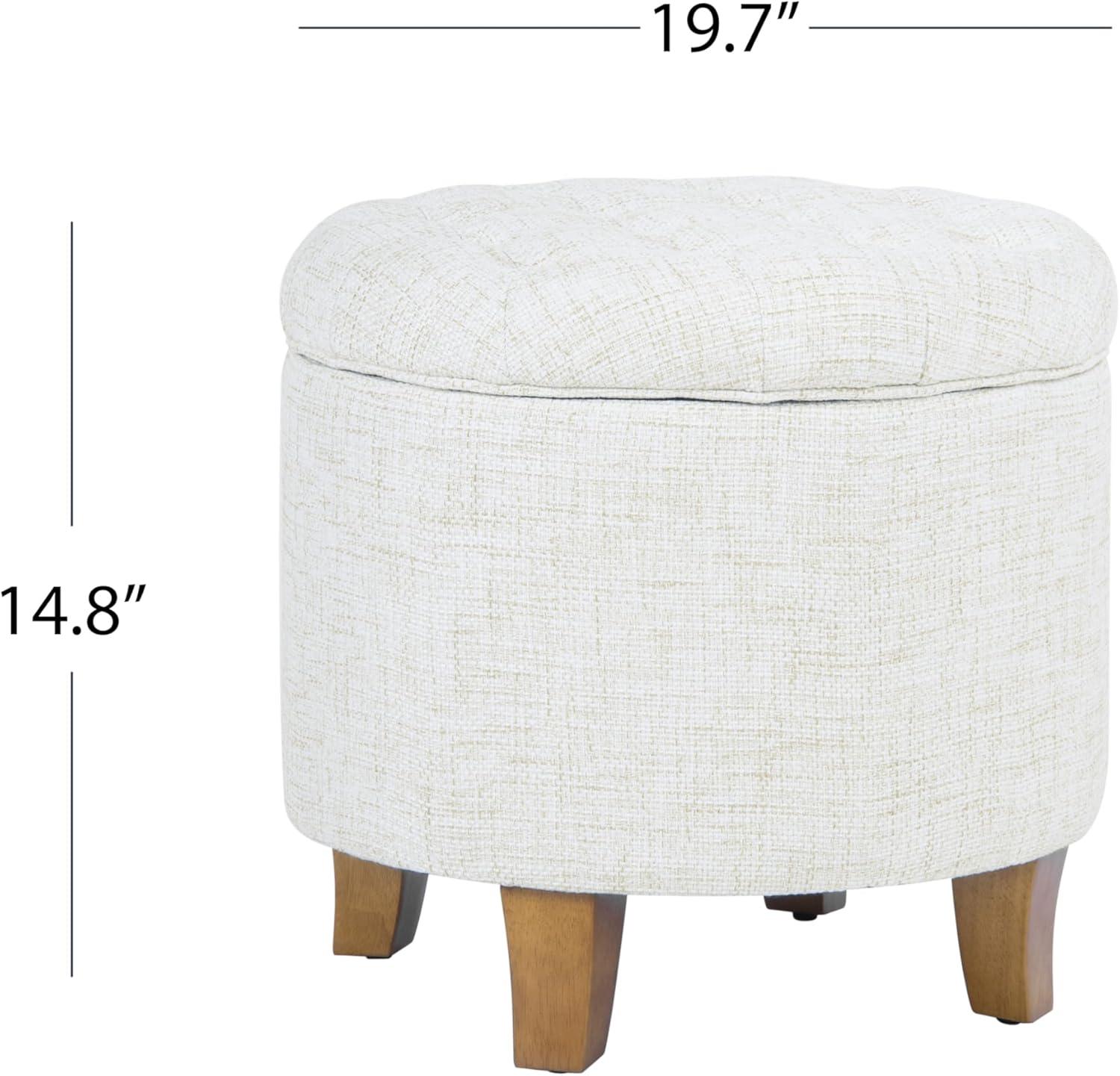 imageHomePop Home Decor Upholstered Round Velvet Tufted Foot Rest Ottoman Ottoman with Storage for Living Room amp Bedroom Decorative Home Furniture Indigo SmallCream Textured Solid