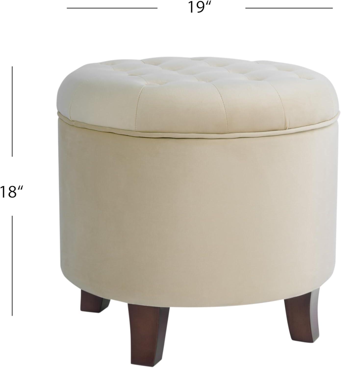 imageHomePop Home Decor Upholstered Round Velvet Tufted Foot Rest Ottoman Ottoman with Storage for Living Room amp Bedroom Decorative Home Furniture Indigo SmallCream
