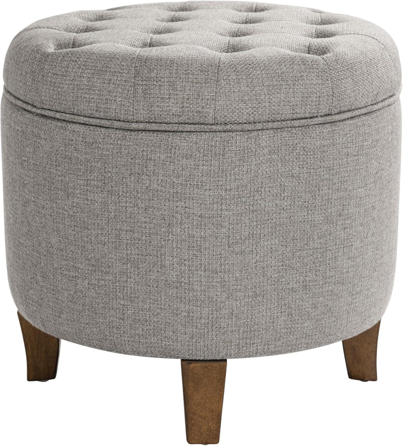 imageHomePop Home Decor Upholstered Round Velvet Tufted Foot Rest Ottoman Ottoman with Storage for Living Room amp Bedroom Decorative Home Furniture Indigo SmallGray Fabric