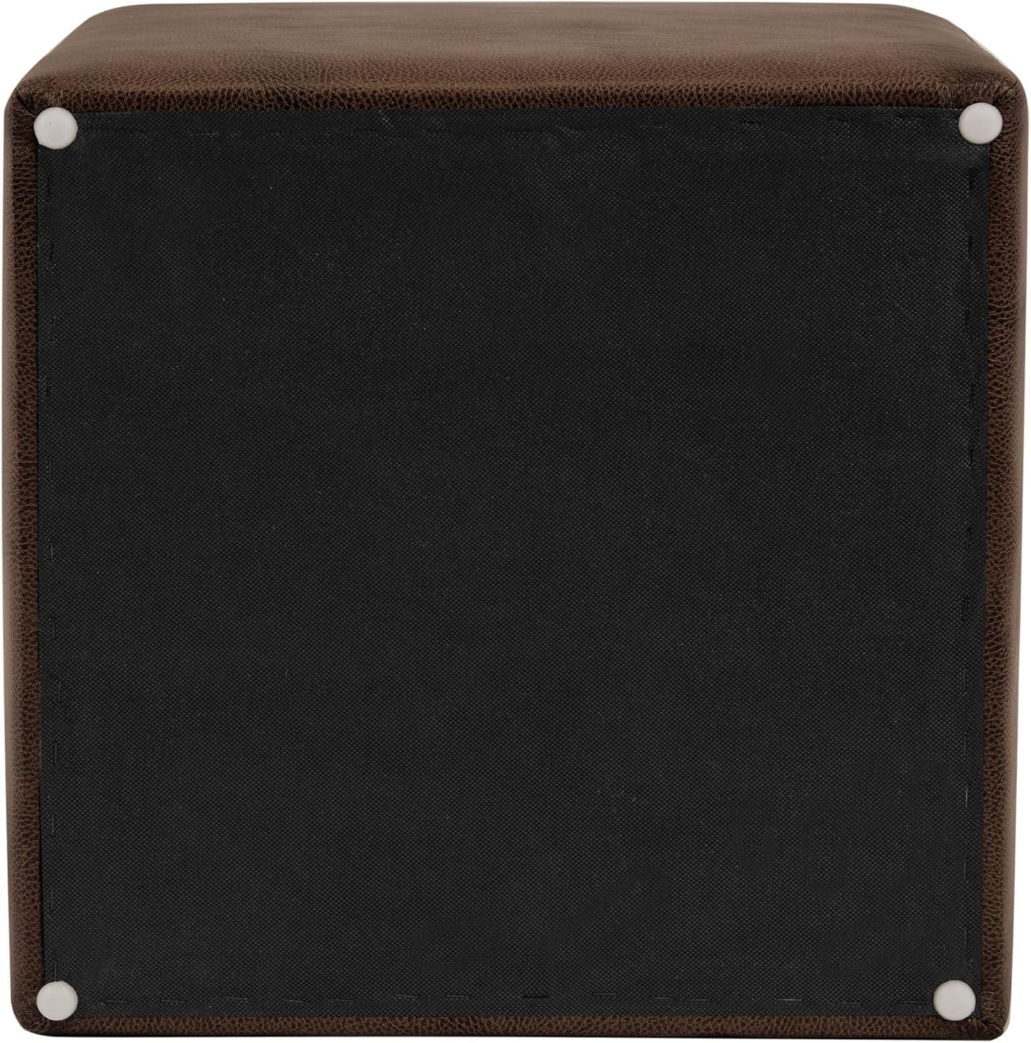imageHomePop Home Decor Storage Ottoman with Tray TopUpholstered Modern Square Storage Ottoman with Storage for Living Room amp Bedroom Green Clover FabricBrown Faux Leather