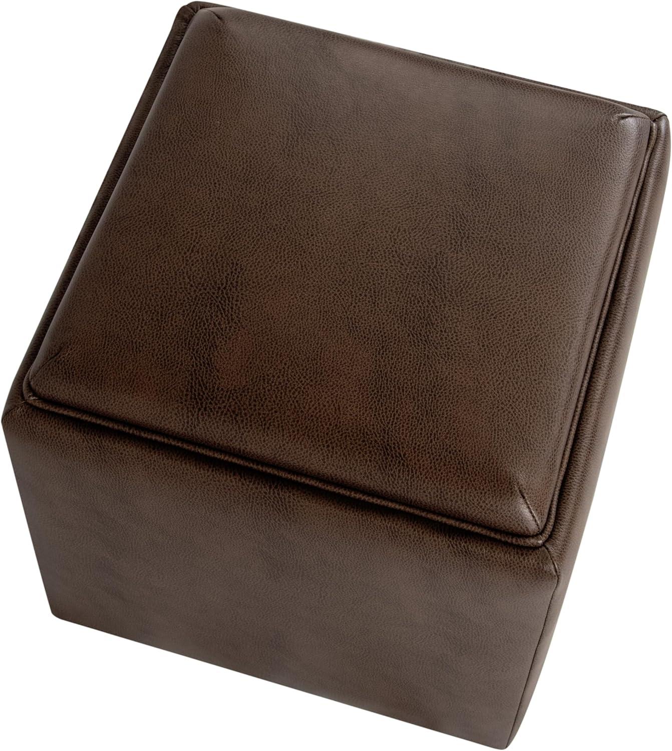 imageHomePop Home Decor Storage Ottoman with Tray TopUpholstered Modern Square Storage Ottoman with Storage for Living Room amp Bedroom Green Clover FabricBrown Faux Leather